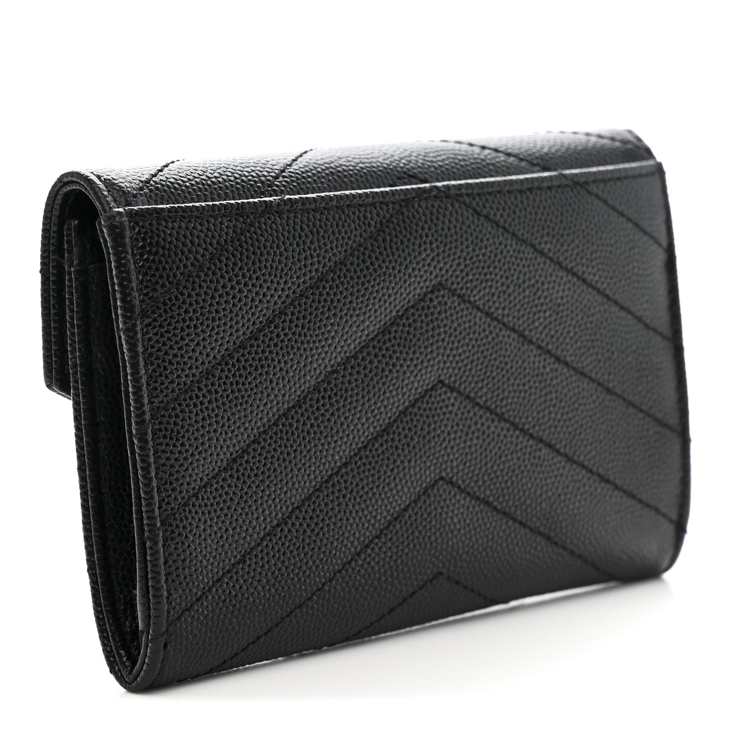 Grain De Poudre Matelasse Chevron Small Monogram Envelope Wallet Black