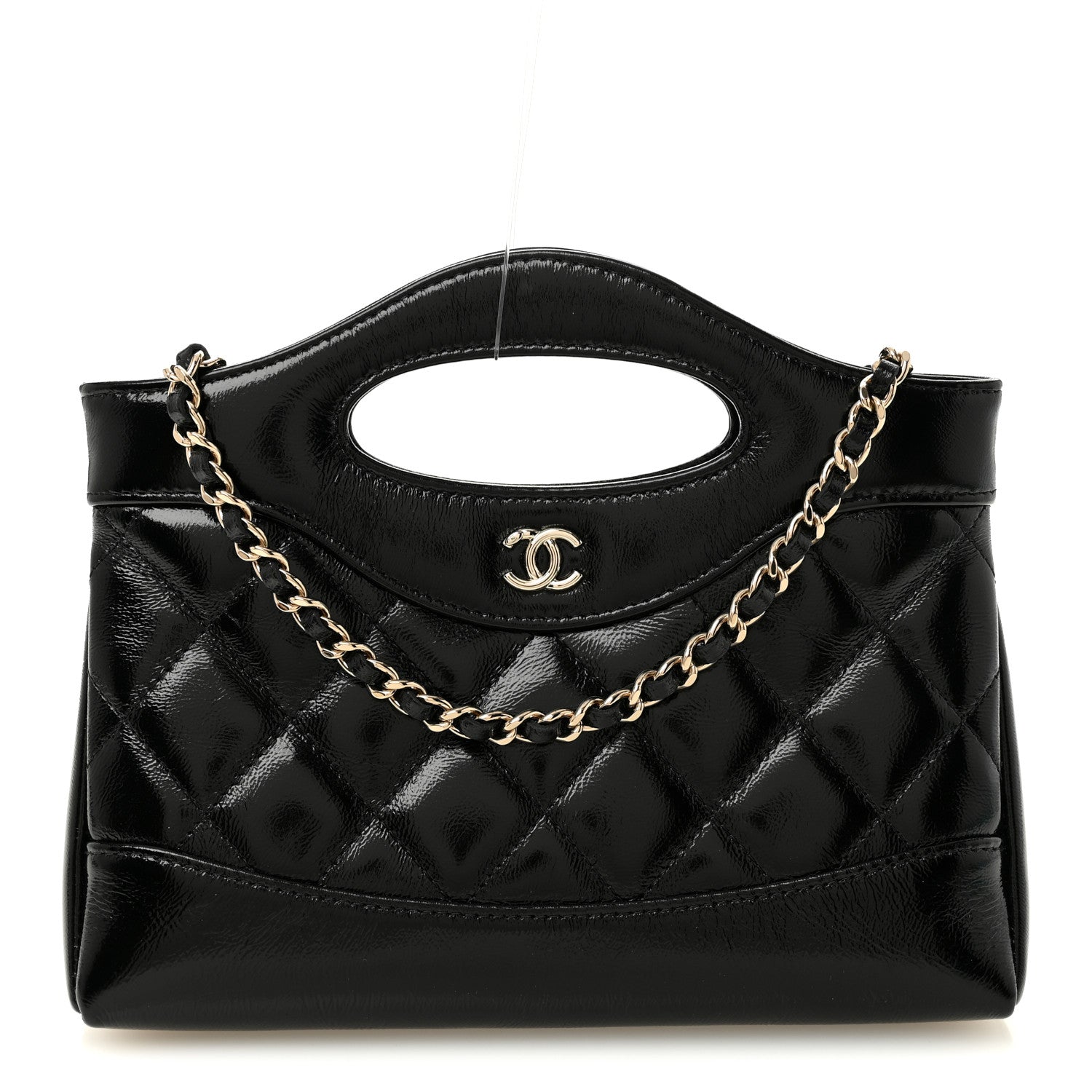 Chanel Shiny Crumpled Calfskin Quilted Nano 31 Shopping Bag Black 1 of 10