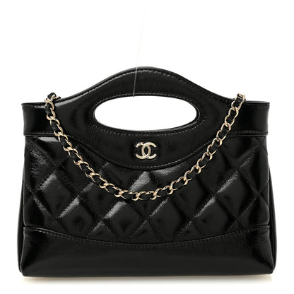 Chanel Shiny Crumpled Calfskin Quilted Nano 31 Shopping Bag Black 1 of 10