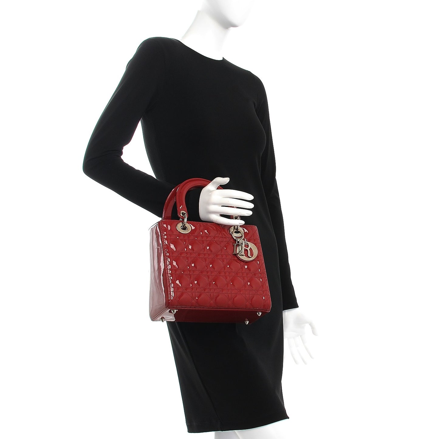 Patent Cannage Medium Lady Dior Red
