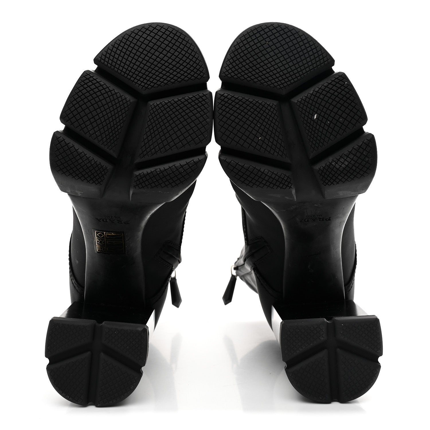 Prada Vitello Montana Re-Nylon Metal Triangle Logo 110mm Ankle Boots 36.5 Black 6 of 9