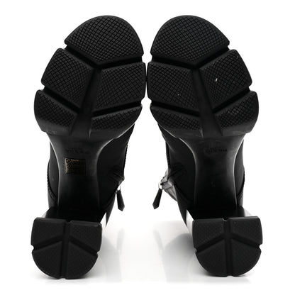 Prada Vitello Montana Re-Nylon Metal Triangle Logo 110mm Ankle Boots 36.5 Black 6 of 9
