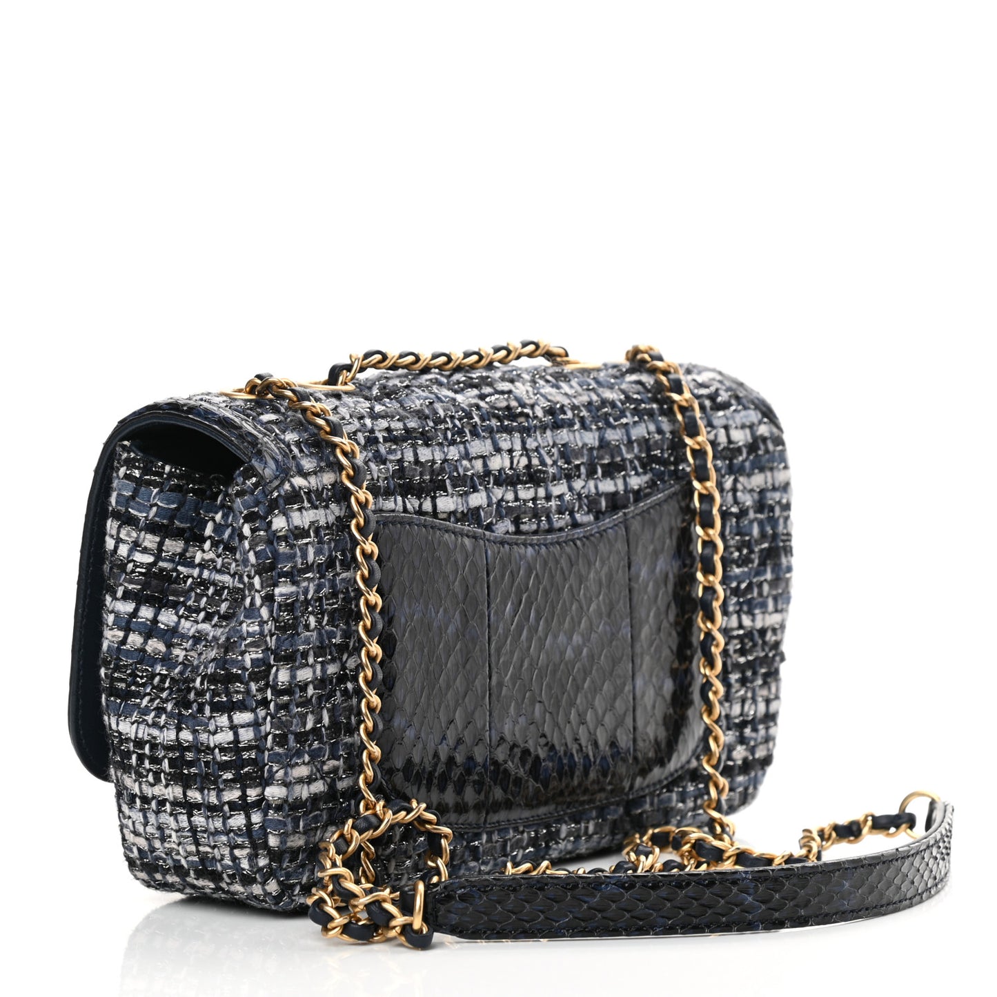 Tweed Snakeskin Quilted Small CC Filigree Flap Multicolor