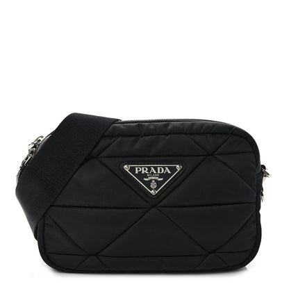 Prada Re-Nylon Triangle Quilted Padded Shoulder Bag Black 1 of 9