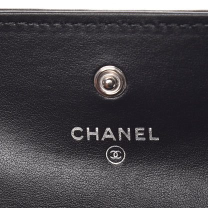 Chanel Lambskin Camellia Embossed Card Holder Wallet Black 6 of 9