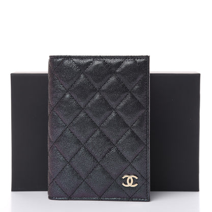 Chanel Iridescent Caviar Quilted Passport Holder Black 9 of 9