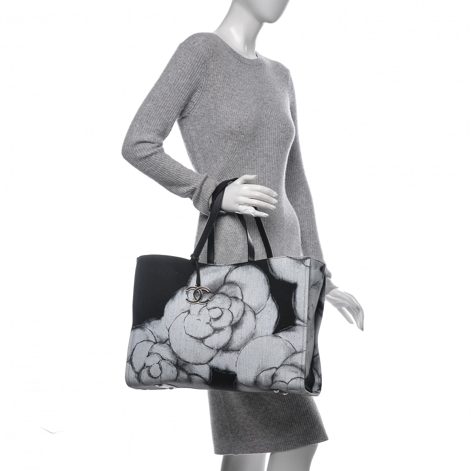 Chanel Canvas Large Camellia Shopping Tote White 2 of 7
