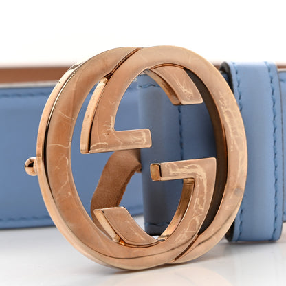 Gucci Calfskin Interlocking G 37mm Belt 80 32 Mineral Blue 3 of 6
