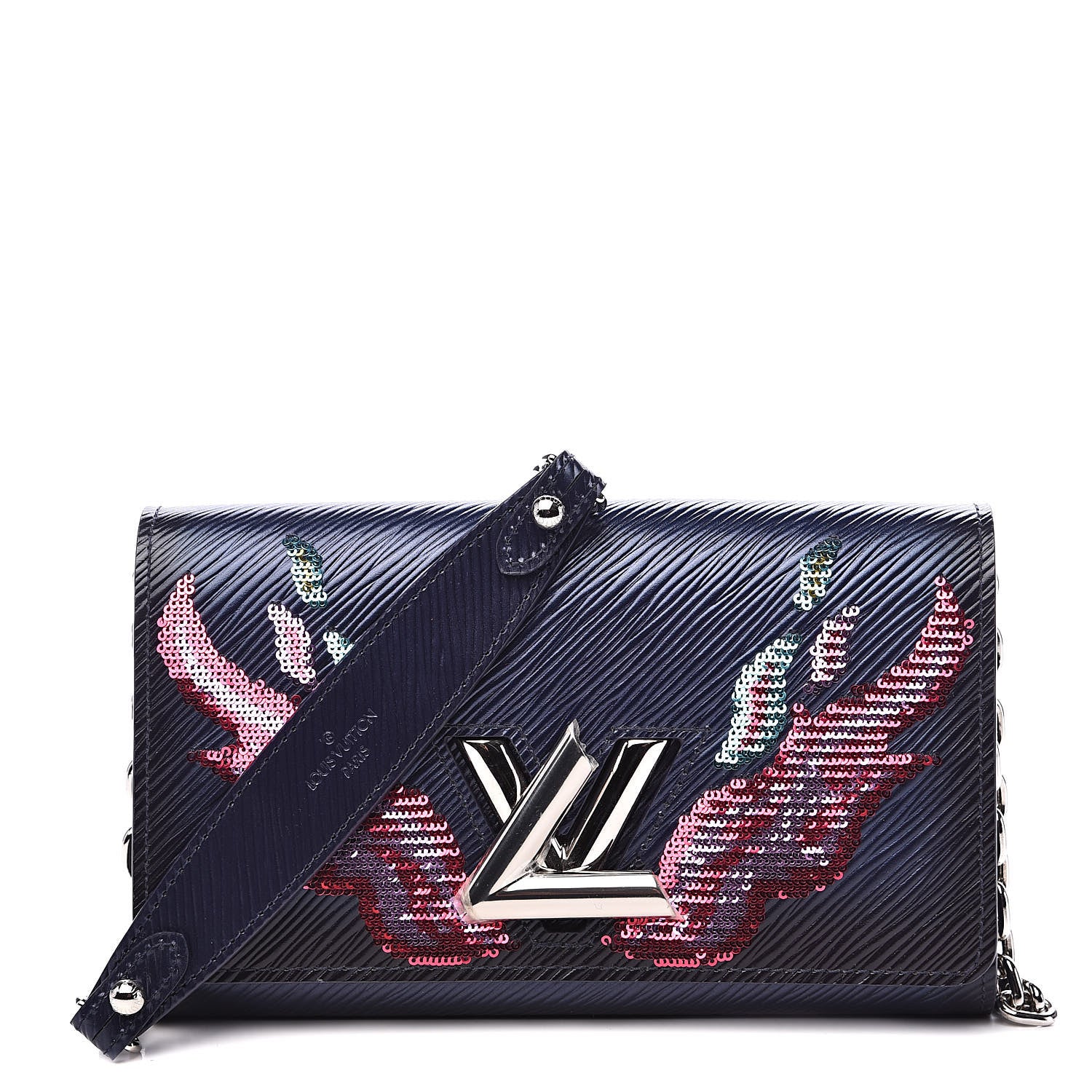 Louis Vuitton Epi Sequins Flame Twist Chain Wallet Blue Nuit 1 of 10