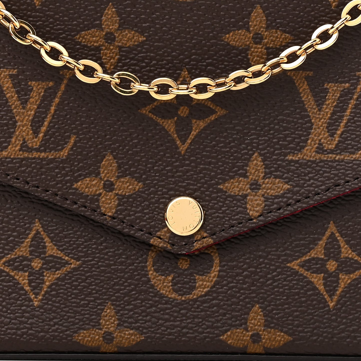 Monogram Pochette Felicie Chain Wallet Fuchsia