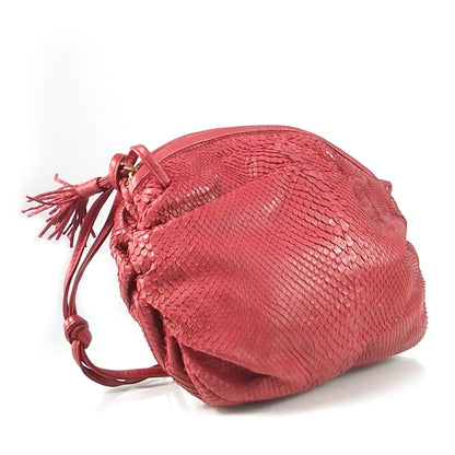 Bottega Veneta Vintage Snakeskin Tassel Bag Red 3 of 8
