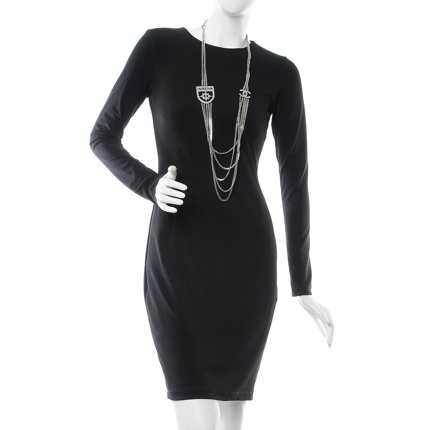 Chanel Baguette Crystal CC Shield Multi Strand Long Chain Necklace Silver 2 of 6