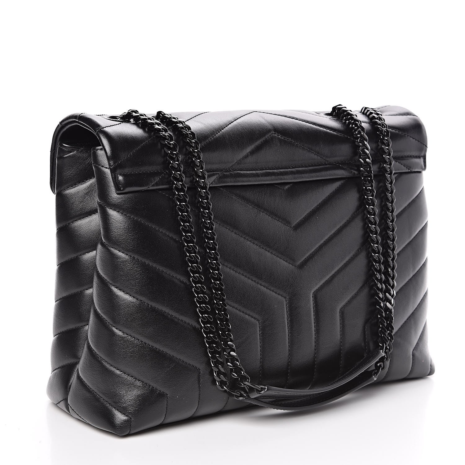 Saint Laurent Calfskin Y Quilted Monogram Medium Loulou Chain Satchel Black 3 of 10