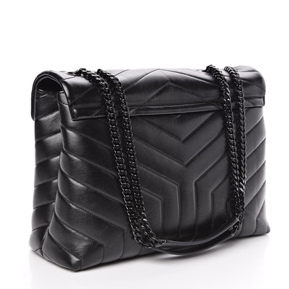 Saint Laurent Calfskin Y Quilted Monogram Medium Loulou Chain Satchel Black 3 of 10