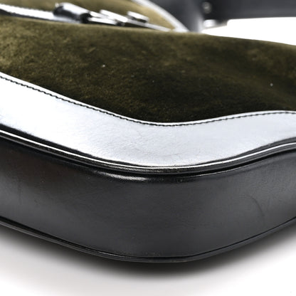 Gucci Velvet Calfskin Jackie O Hobo Black Green 10 of 10