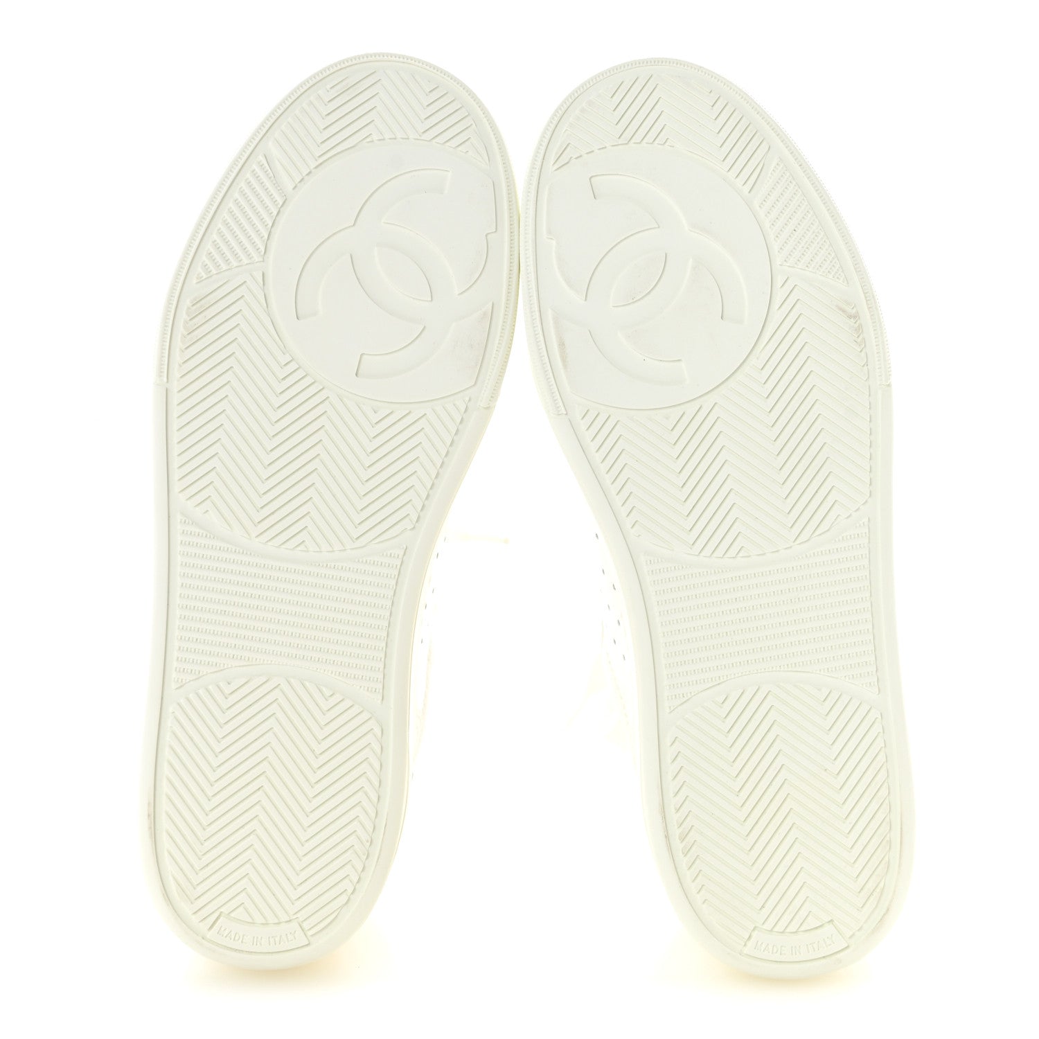 Chanel Grained Calfskin Fabric Womens Logo Sneakers 37.5 White 37.5 White 6 of 11