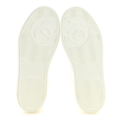 Chanel Grained Calfskin Fabric Womens Logo Sneakers 37.5 White 37.5 White 6 of 11