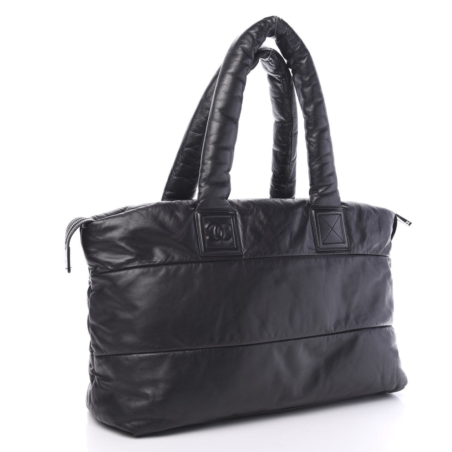 Lambskin Quilted Medium Coco Cocoon Reversible Tote Black