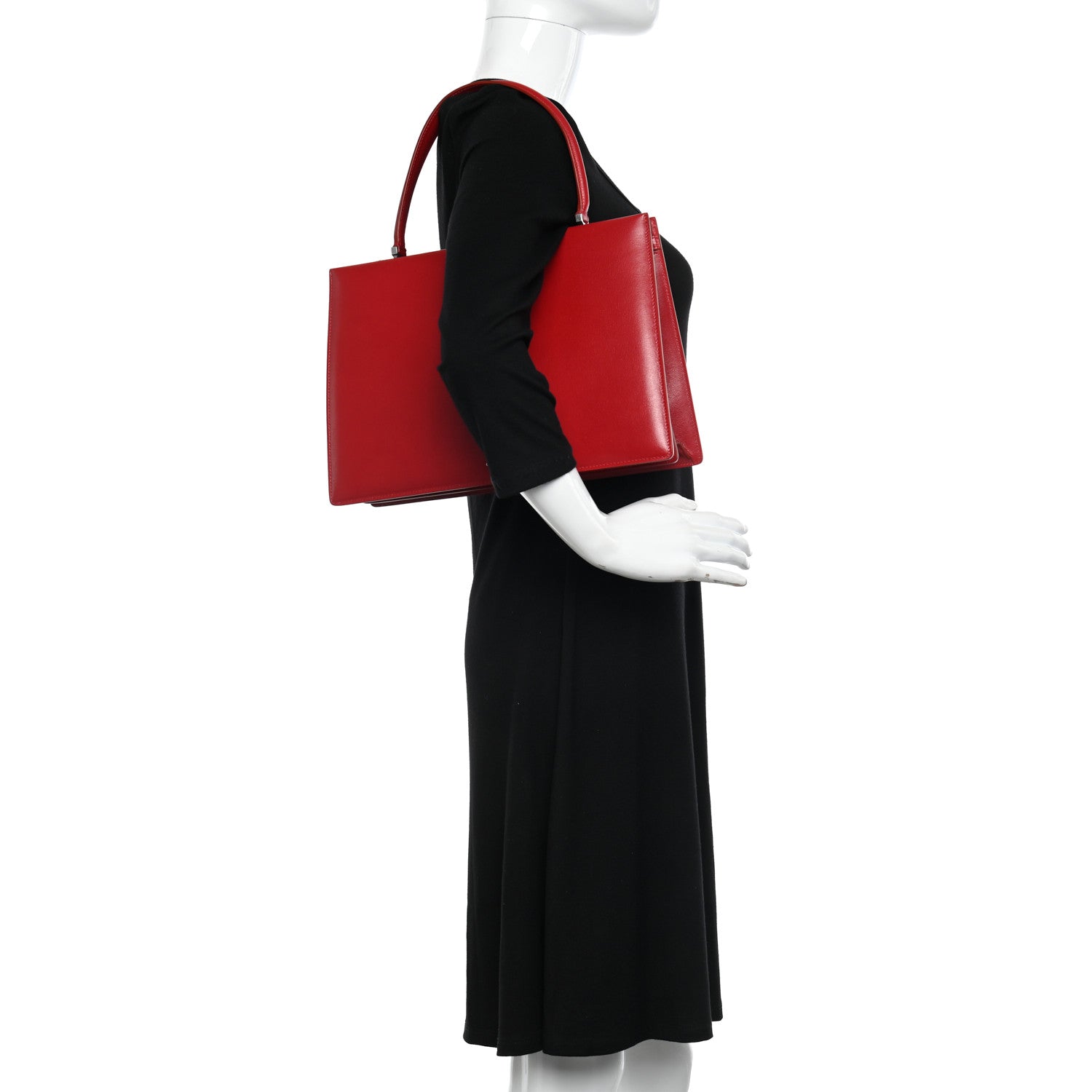 Celine Patina Box Calfskin Medium Clasp Bag Pop Red 2 of 11