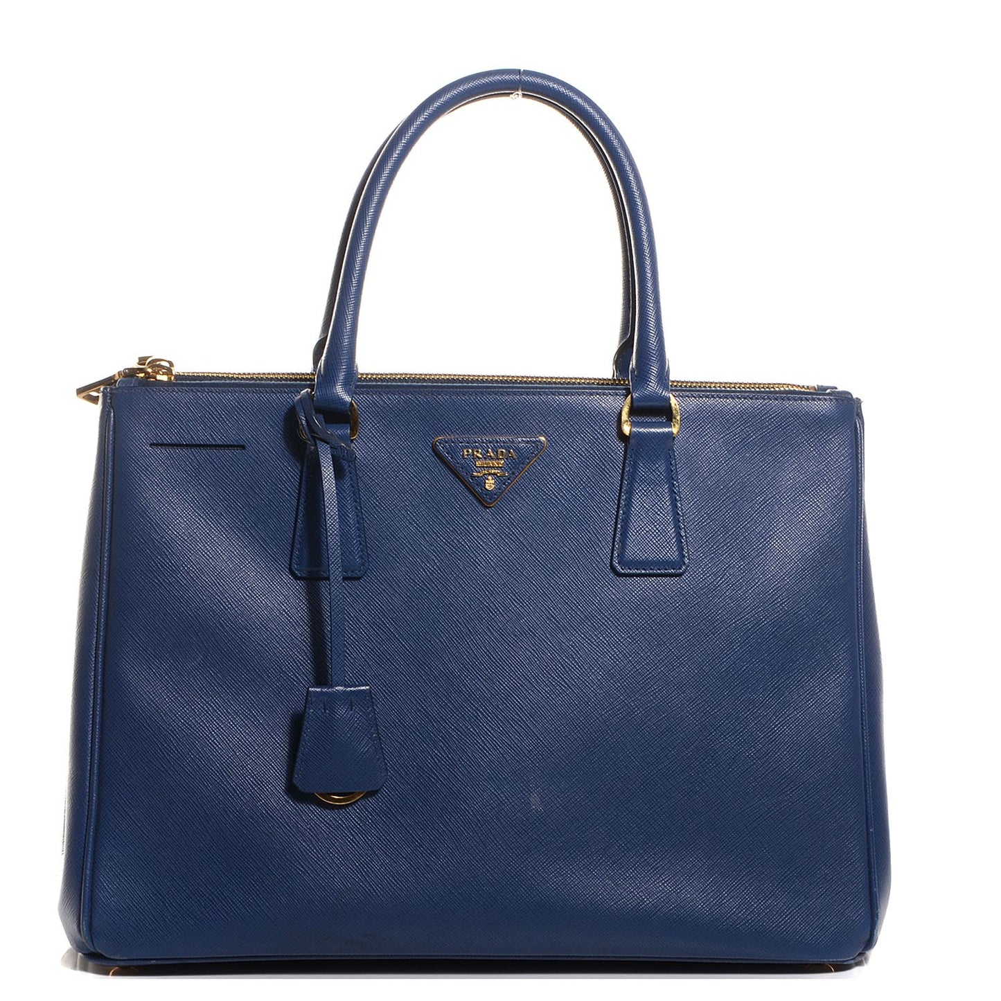Saffiano Lux Medium Double Zip Tote Bluette