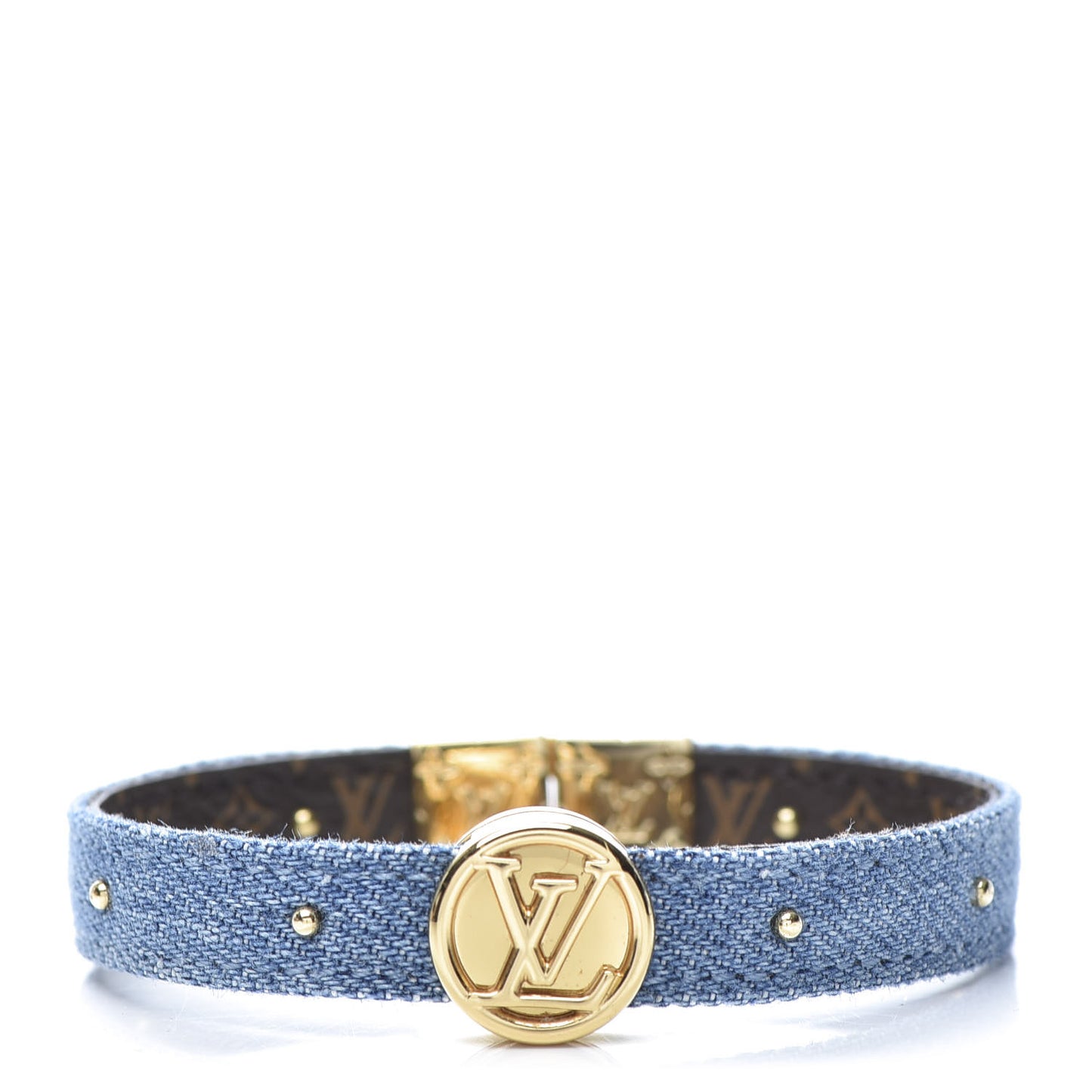 Monogram LV Circle Reversible Bracelet 17 Denim