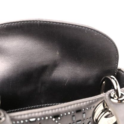 Christian Dior Satin Crystal Cannage Mini Lady Dior Gray 10 of 13