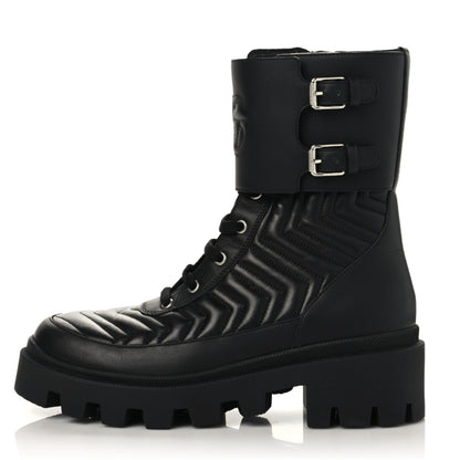 Gucci Nappa Frances GG Matelasse Platform Combat Boots 39 Black 1 of 11