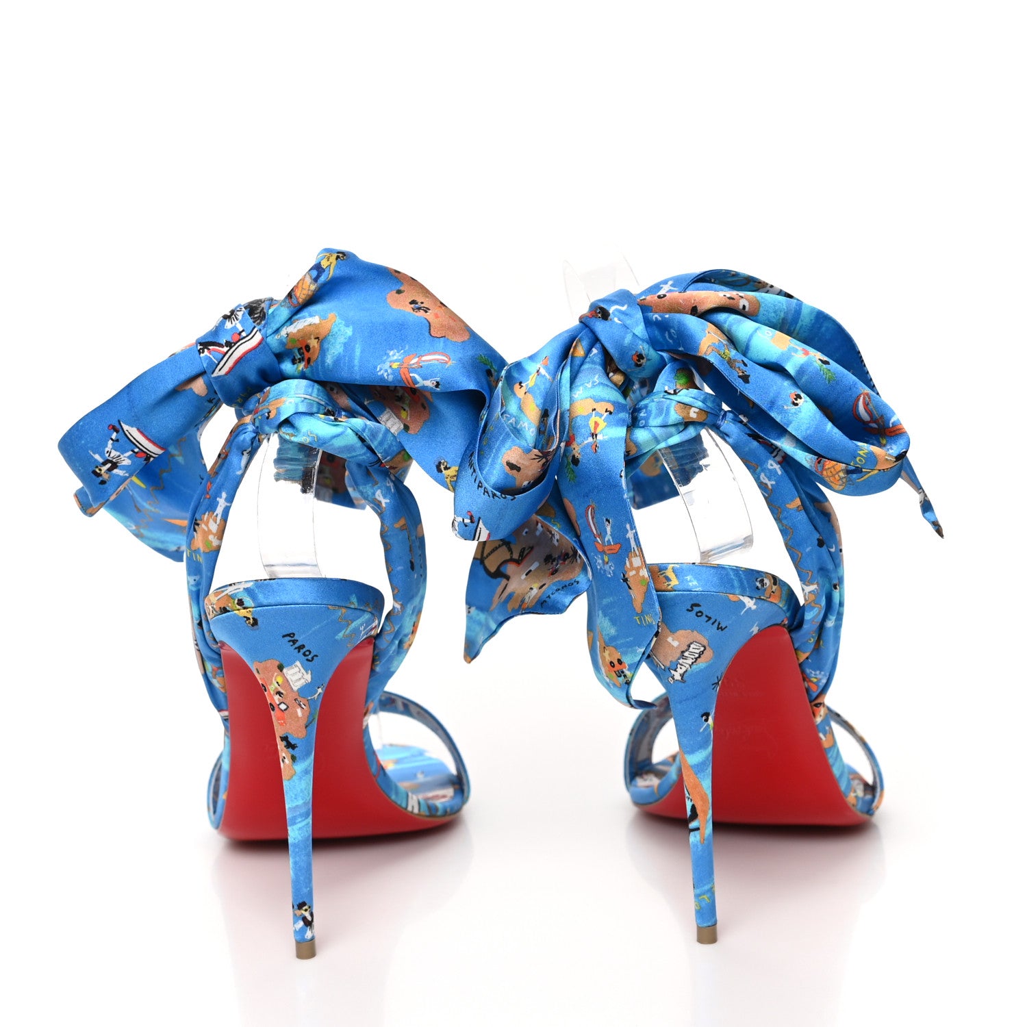 Christian Louboutin Crepe Satin Greekaba Du Desert 100 Sandal 39 Blue Multicolor 5 of 8