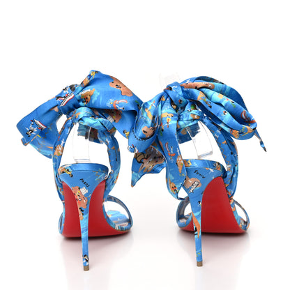 Christian Louboutin Crepe Satin Greekaba Du Desert 100 Sandal 39 Blue Multicolor 5 of 8