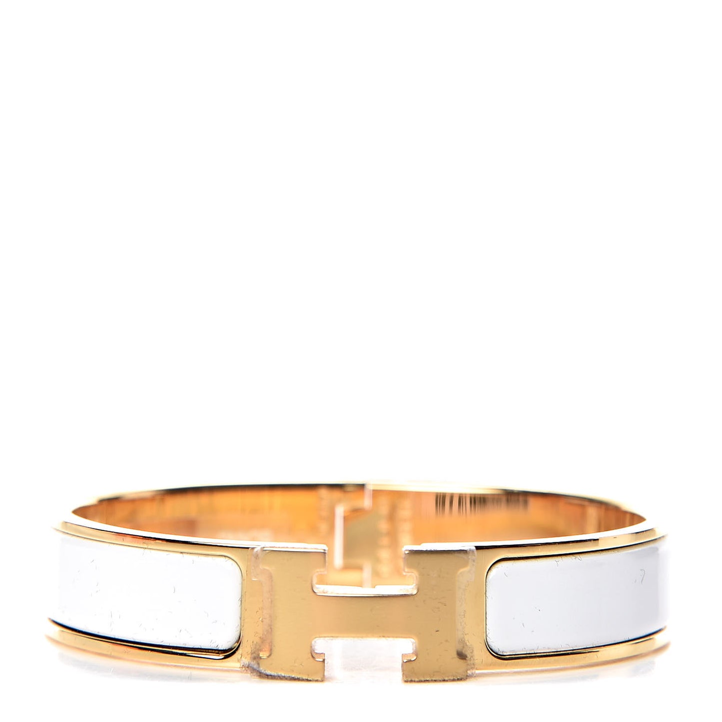 Enamel Narrow Clic Clac H Bracelet PM White