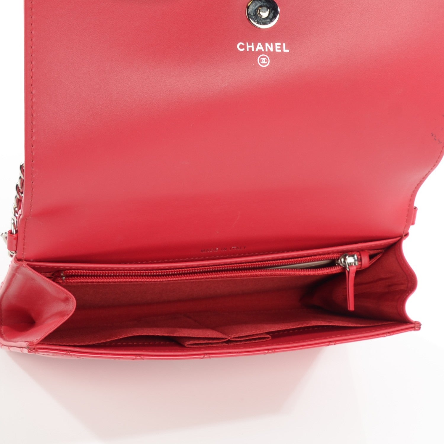 Chanel Patent Calfskin Quilted Boy Wallet on Removable Chain Red 5 of 8