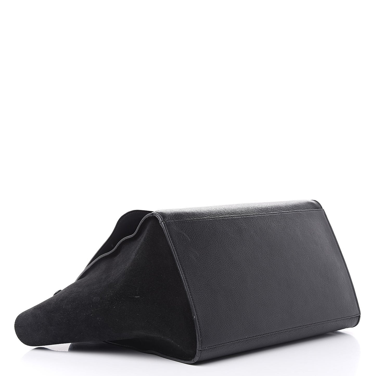 Drummed Calfskin Suede Large Trapeze Black