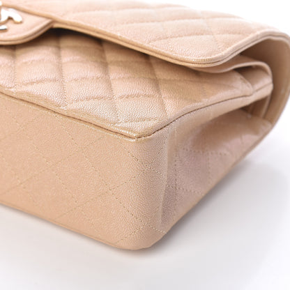 Chanel Iridescent Caviar Quilted Medium Double Flap Beige 11 of 11