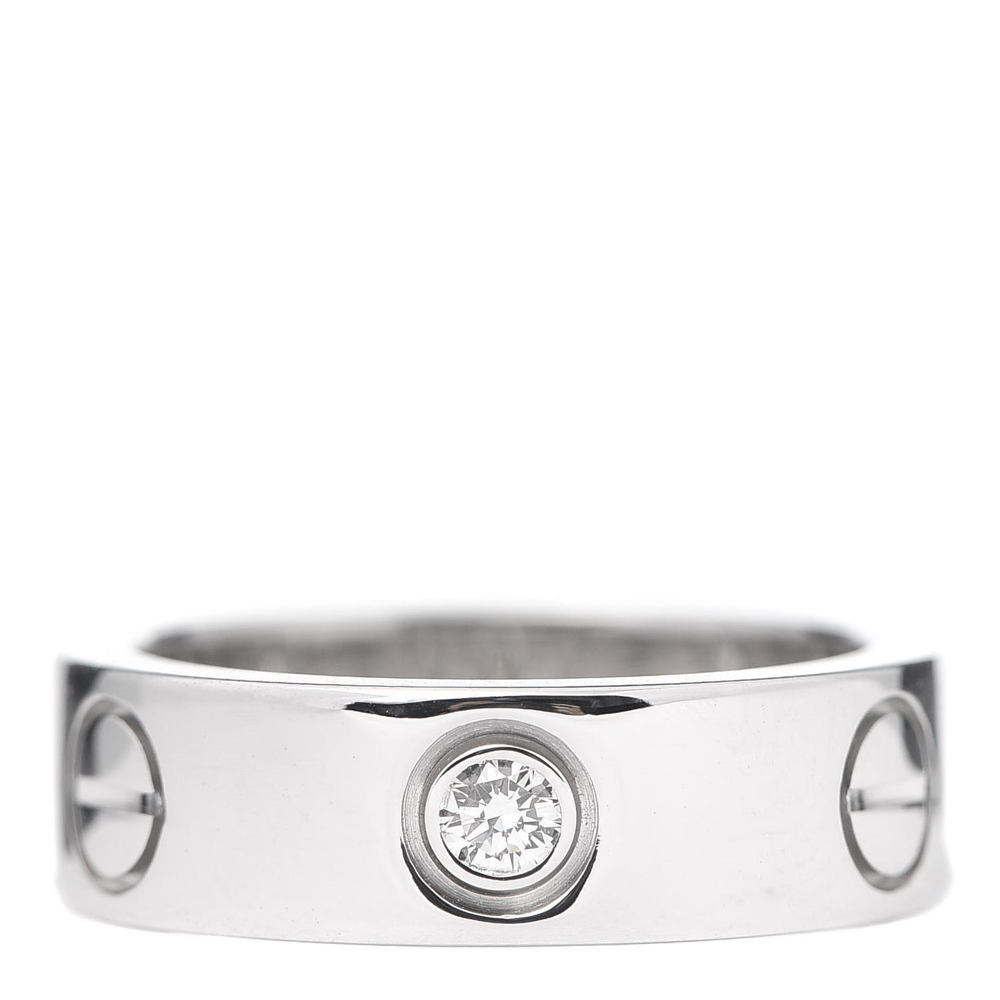 18K White Gold 3 Diamond 5.5mm LOVE Ring 48 4.5