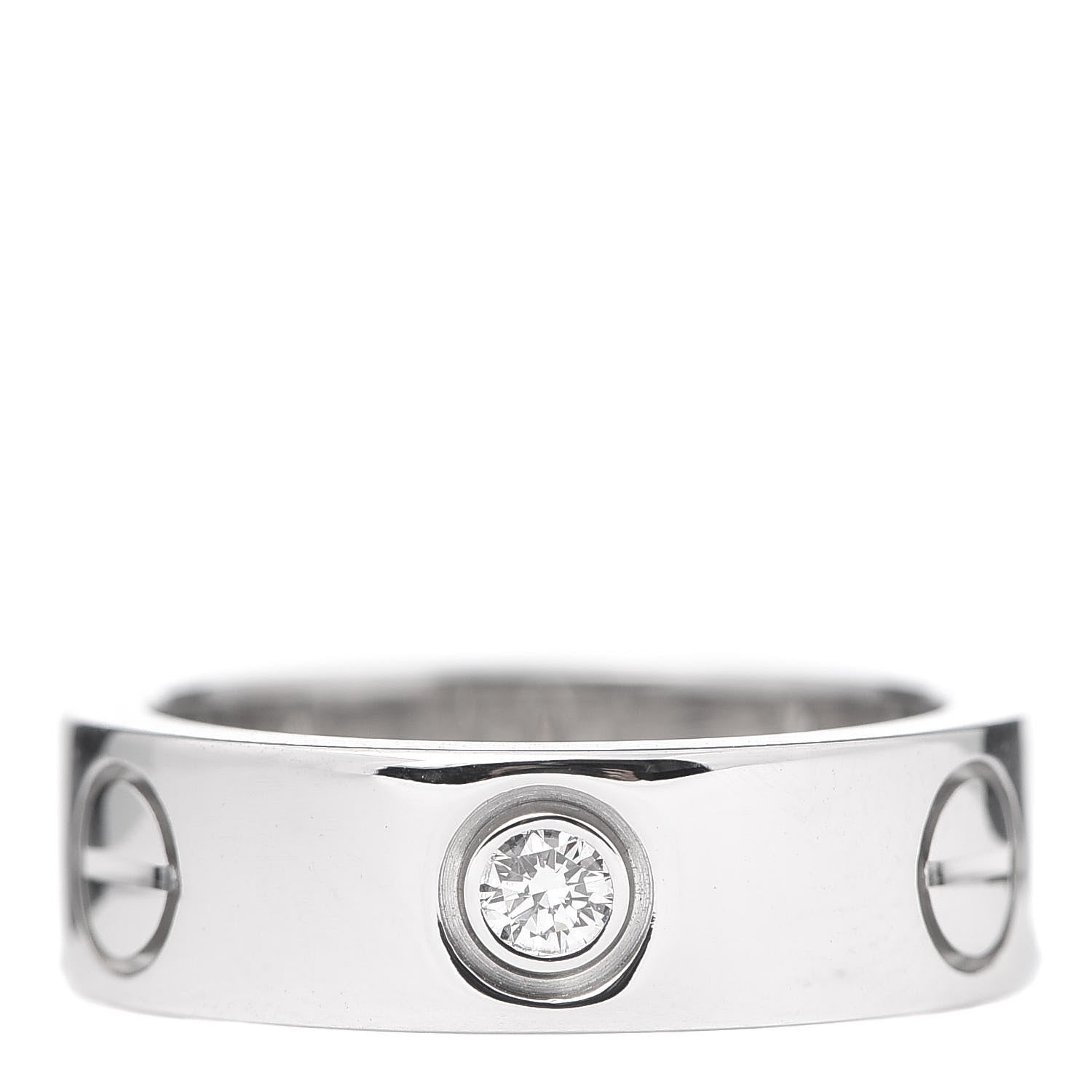 Cartier 18K White Gold 3 Diamond 5.5mm LOVE Ring 48 4.5 1 of 5