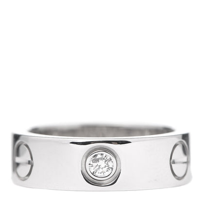 Cartier 18K White Gold 3 Diamond 5.5mm LOVE Ring 48 4.5 1 of 5