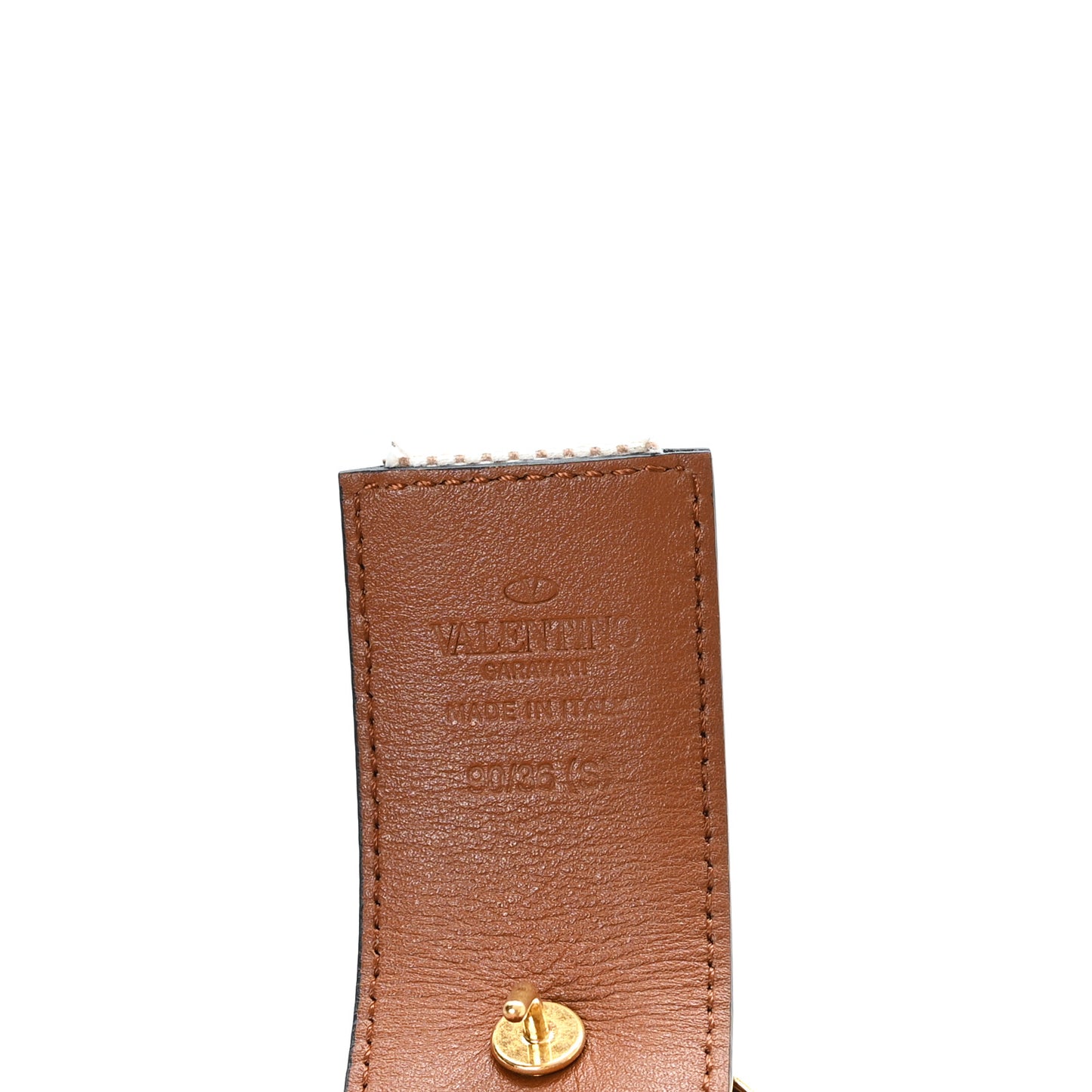 Canvas Glossy Calfskin VLogo 90 36 Belt Saddle Brown