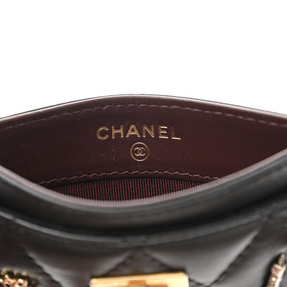 Chanel Aged Calfskin Quilted Lucky Charms Reissue Card Holder Black 6 of 9