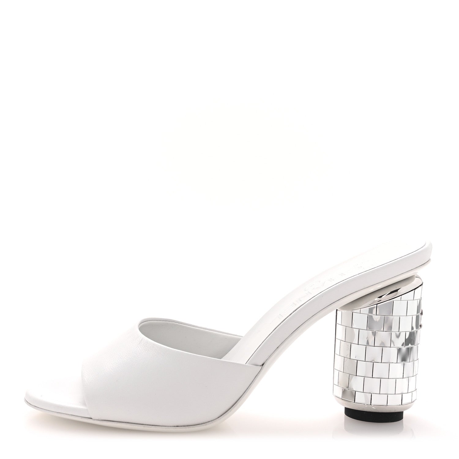 Chanel Lambskin Mirror Mules 36.5 White 1 of 9