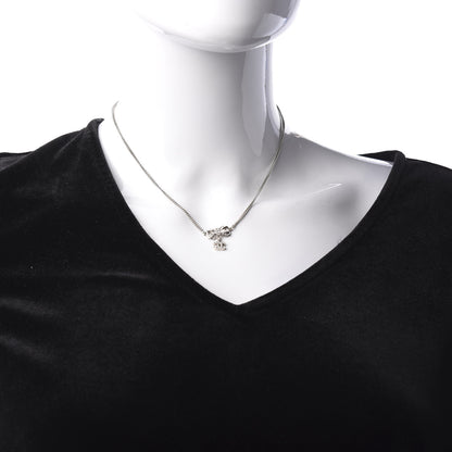 Chanel Crystal CC Bow Necklace Silver 2 of 5