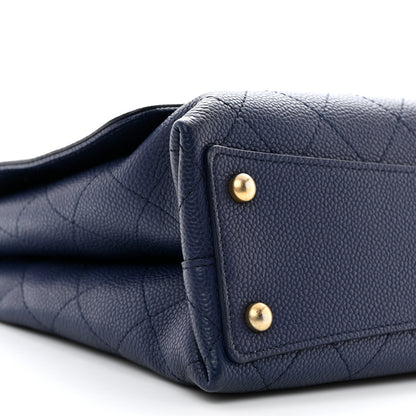 Chanel Caviar Diamond Stitched Top Handle Flap Navy 18 of 19