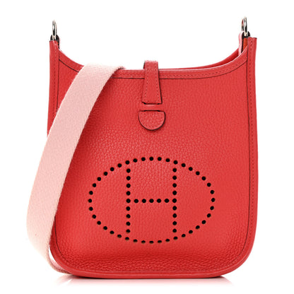 Hermes Taurillon Clemence Amazone Evelyne TPM Rouge Pivoine Rose Sakura 1 of 12