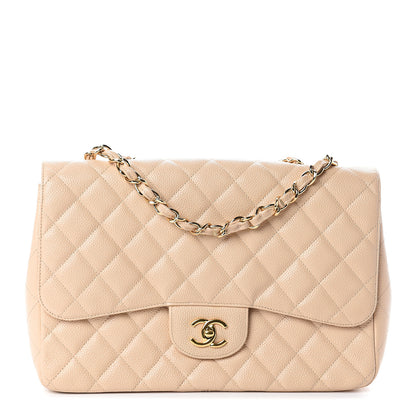 Chanel Caviar Quilted Jumbo Single Flap Beige Clair 1 of 8