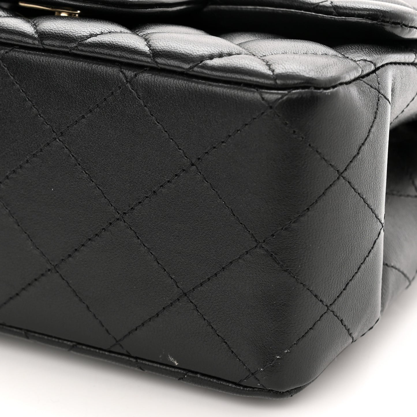 Lambskin Quilted Mini Square Flap Black