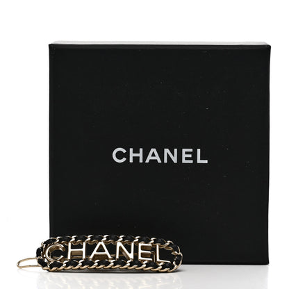 Chanel Metal Lambskin Vintage Allure Logo Hair Clip Black Gold 4 of 4