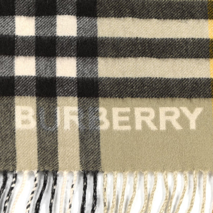 Burberry Cashmere Contrast Check Fringe Scarf Stone Hunter 5 of 5