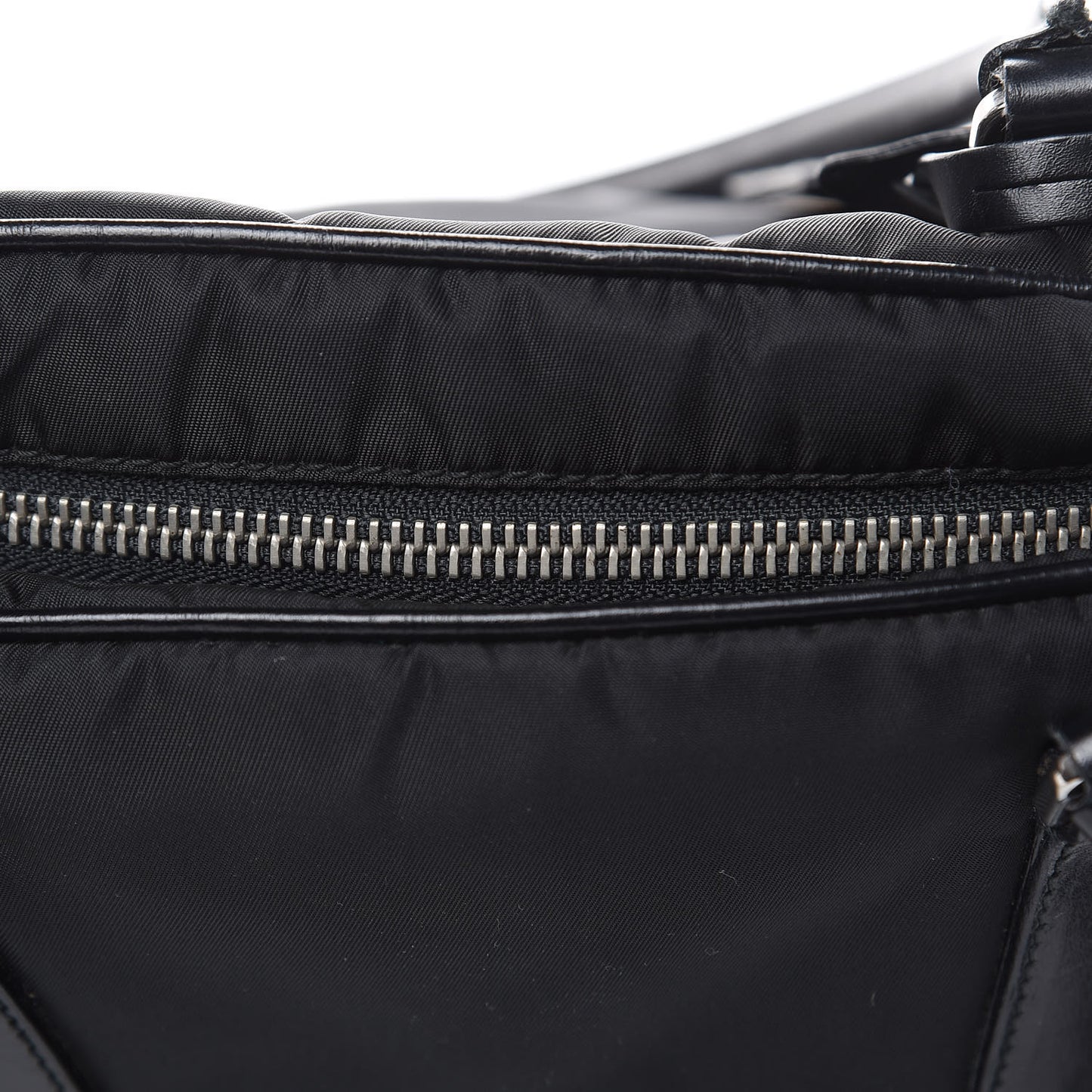 Tessuto Nylon Soft Calfskin Shoulder Bag Black