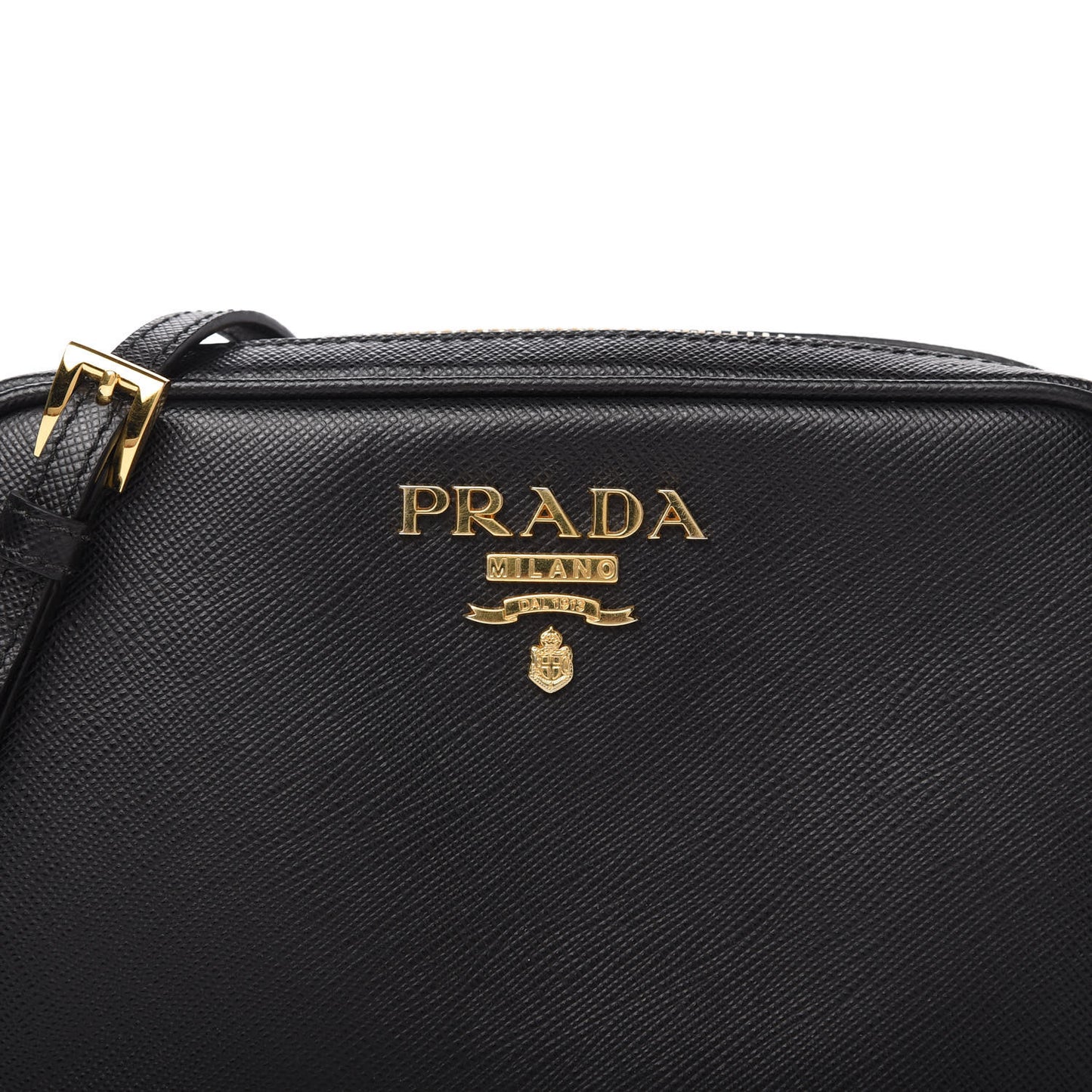 Saffiano Lux Small Camera Crossbody Bag Black