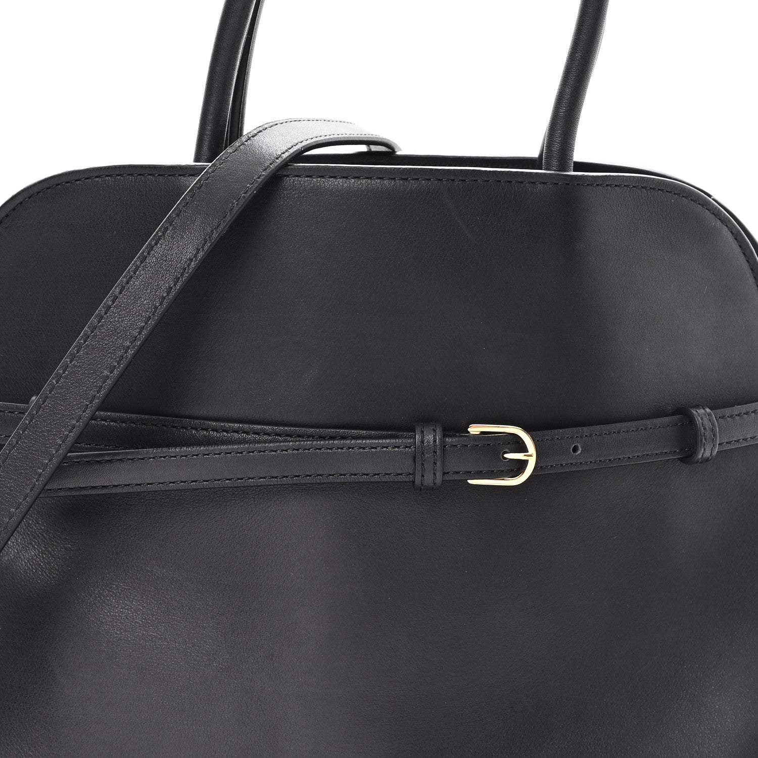 The Row Polished Saddle Calfskin Soft Margaux 12 Black 7 of 11