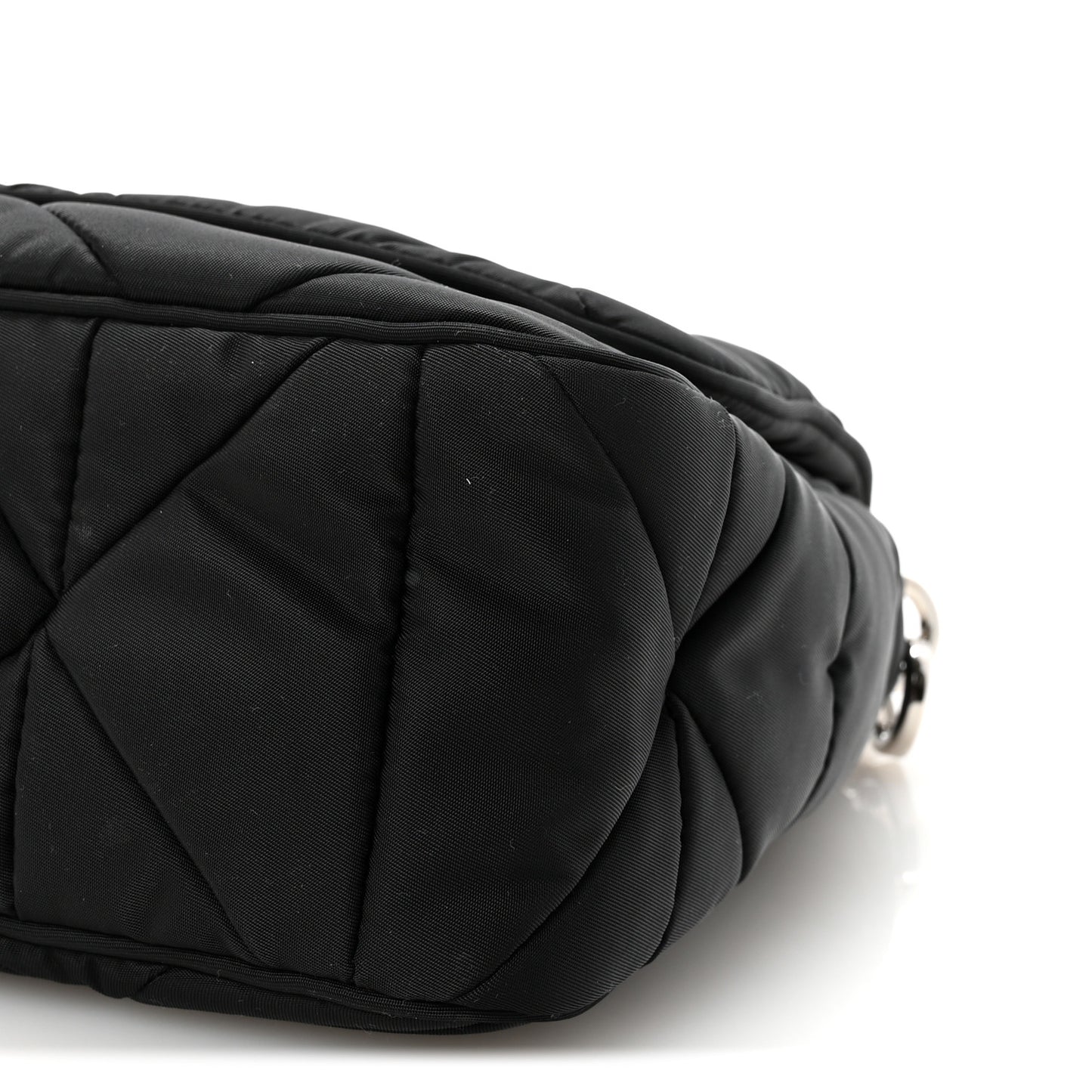Re-Nylon Quilted Padded Flap Shoulder Bag Black